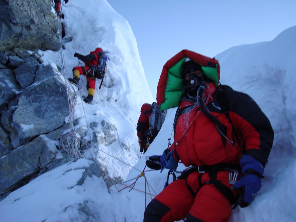 The base of the Hillary step on Everest
