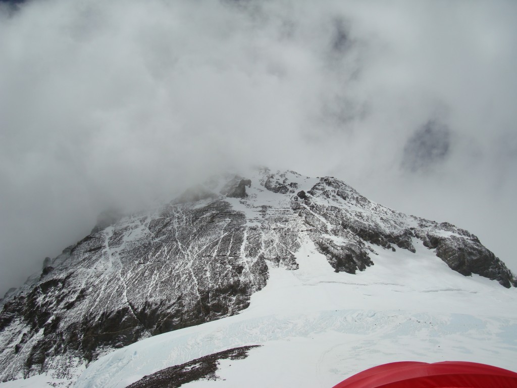 Looking up from Camp 4 on Everest.