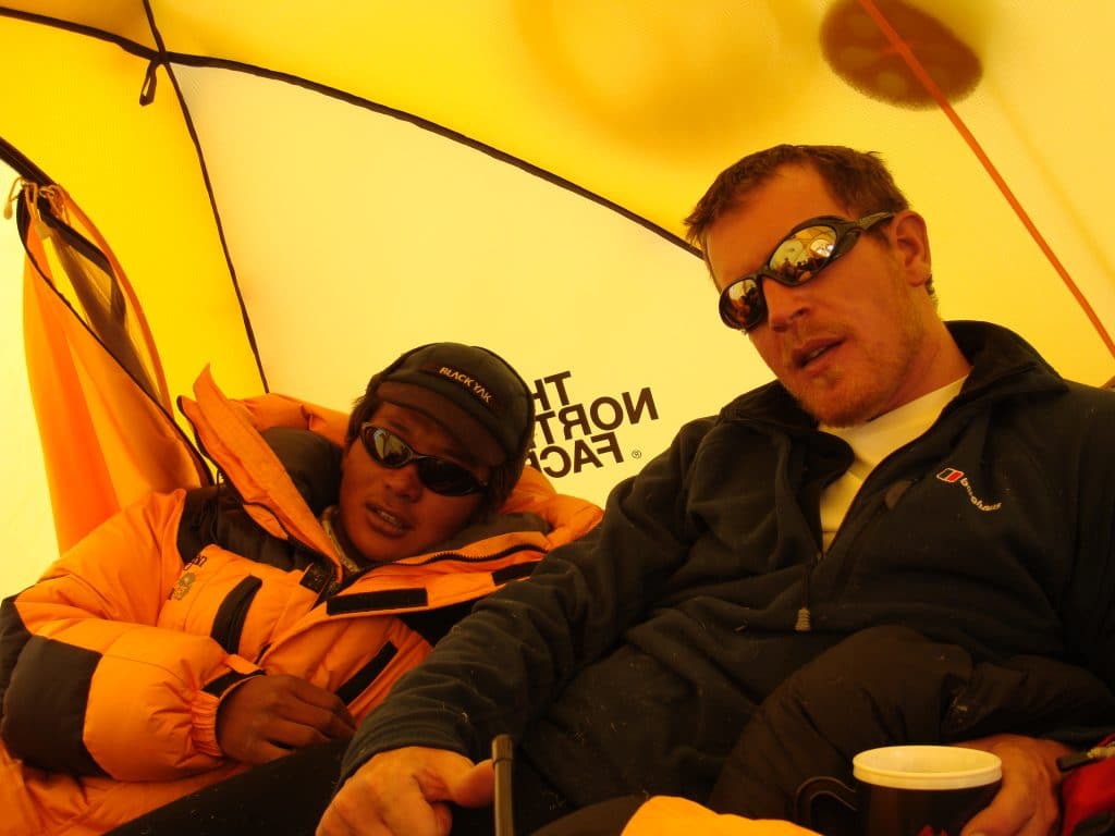 Ian Taylor resting after the summit