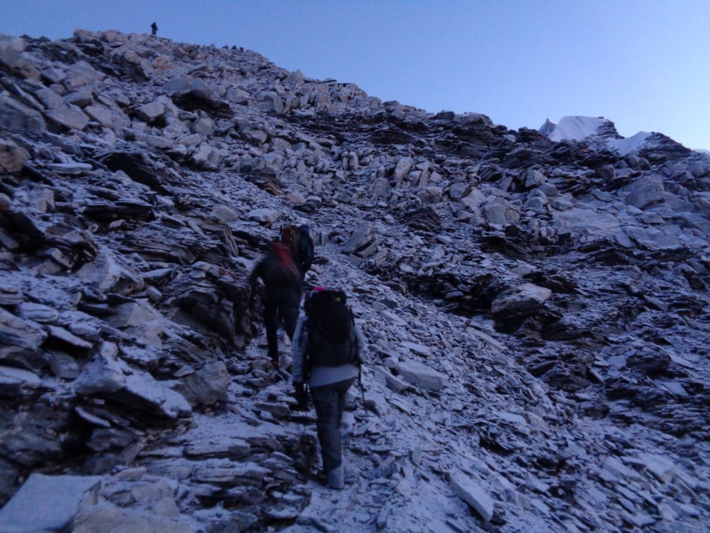 The long steep climb up Island peak