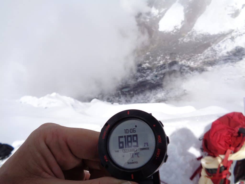 On the summit of Island peak 20,305 feet high in the sky.