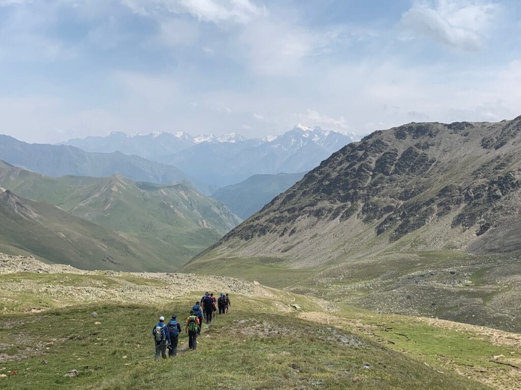 Hiking Downhill near Mount Elbrus