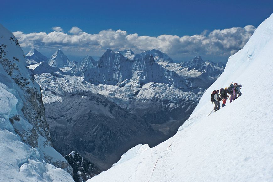 Climbing on Huascaran