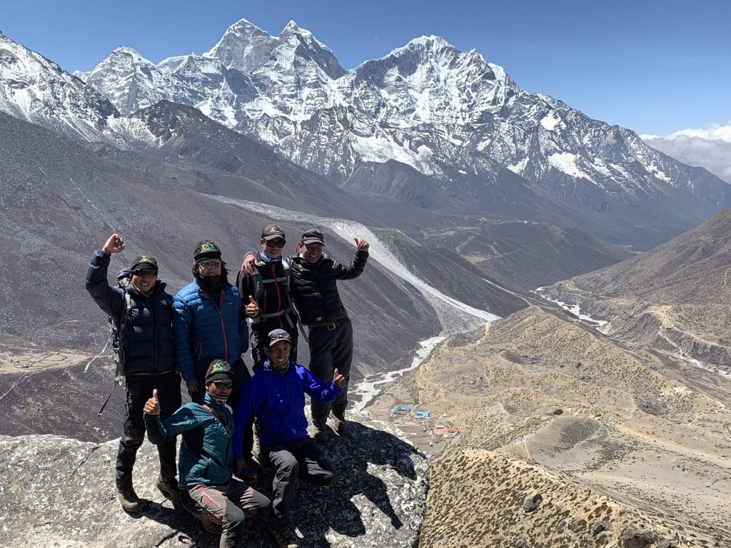 The Ian Taylor Trekking team during the acclimatization hike in Dingbouche