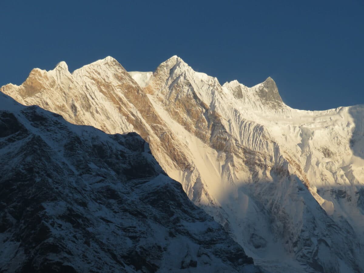 The ridge line between Annapurna South and Annapurna I