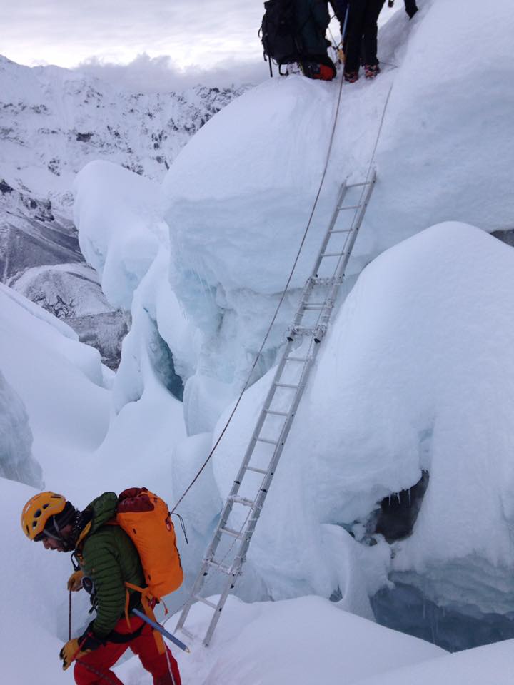 Ladder crossing on Island Peak