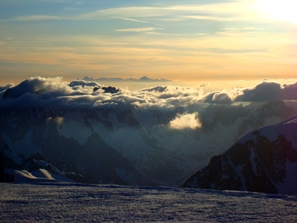 View off Mt. Blanc on Summit day Climbing Mont Blanc