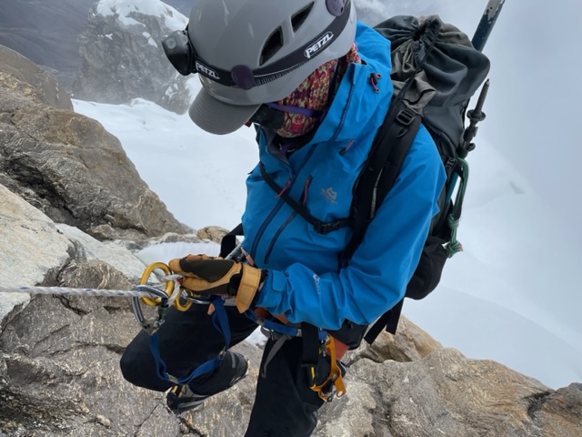 Rappelling down Lobuche Peak