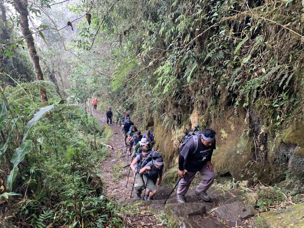 Hiking to the sun gate to Machu Picchu