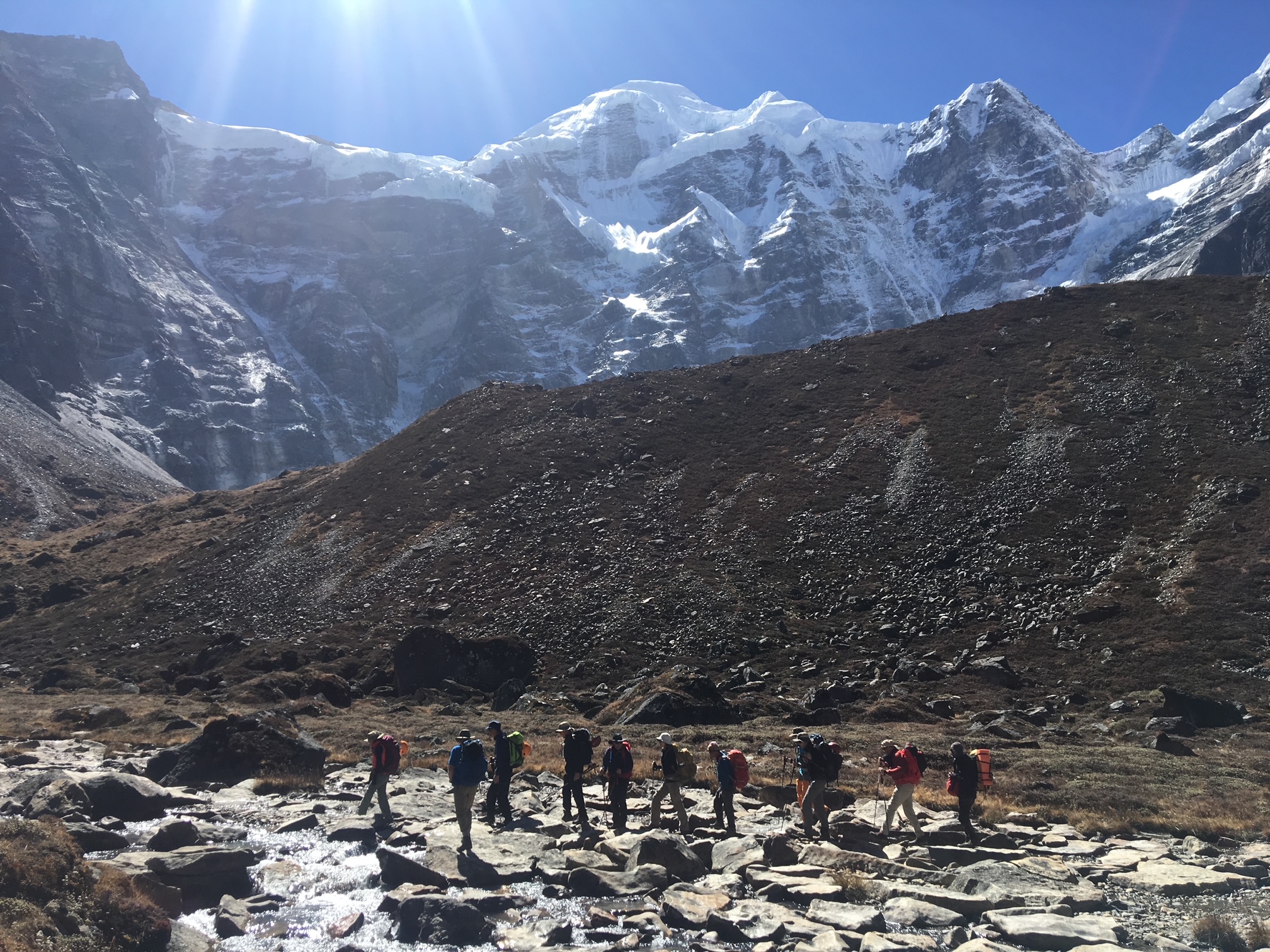 Trekking below Mera Peak